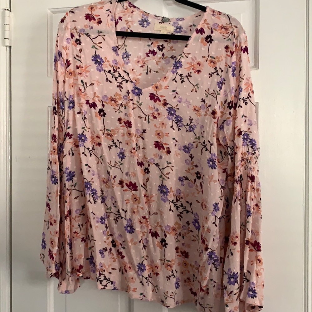 Boho Cupio Blush Long Sleeve Pink Floral Top
